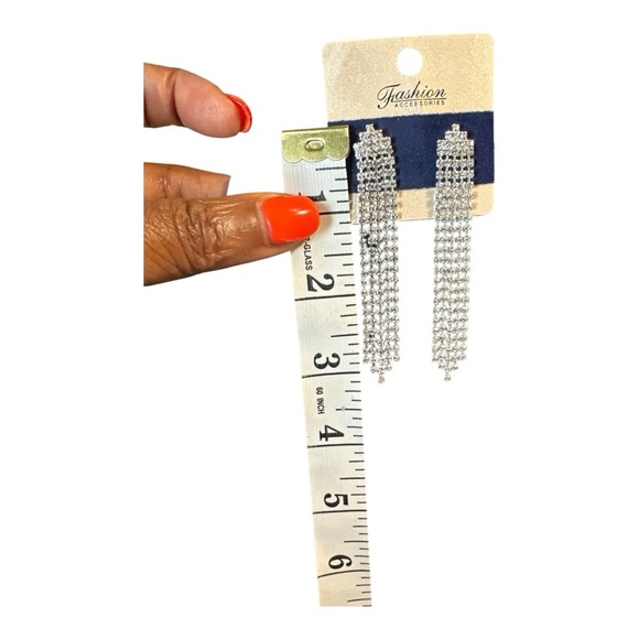 Fashion Accessories Rhinestone Fringe Dangle Earrings – NWT - Picture 5 of 5